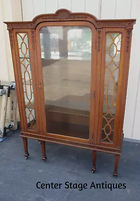 62786   Antique Oak China Cabinet Curio Bookcase • $775