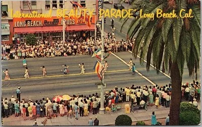 Long Beach California Postcard  MISS INTERNATIONAL BEAUTY PAGEANT PARADE  1960s • $5.88