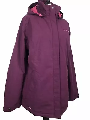 VAUDE Purple Coat Jacket 46 XXL Ceplex Active Outdoor Padded Removable Hood • £35