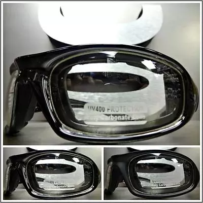 Men MOTORCYCLE BIKER RIDING DRIVING SAFETY PADDED Clear Lens SUN GLASSES GOGGLES • $14.99