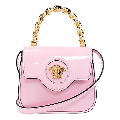 Versace La Medusa Pink Patent Leather Mini Top Handle Crossbody Bag New • $2918.24