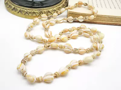 Vintage Genuine Shell Bead 36  Long Necklace X9 • $14.44