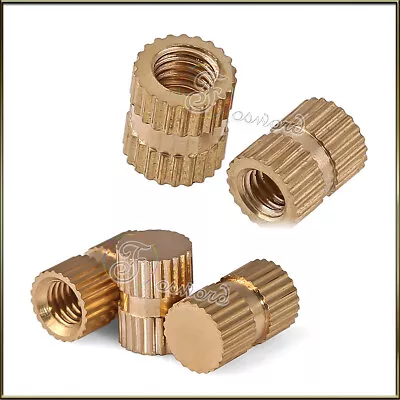 M2 ~ M8 Brass Injection Molding Knurled Nut Insert Thumb Nuts Blind Through Hole • £2