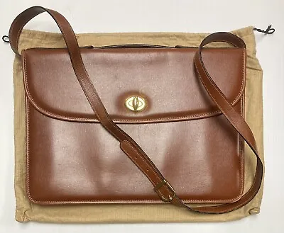 Mark Cross Brown Leather Document Laptop Hand Bag Detachable Crossbody Strap • $125