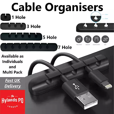 Cable Organiser Cable Management Holder Clips Tidy | Self-adhesive In 4 Sizes • £1.99