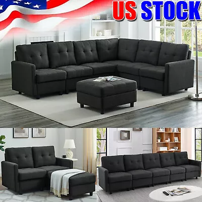 1-7 Pcs Sectional Modern Sofa Set Couch Microsuede Reversible Chaise Ottoman NEW • $125.99