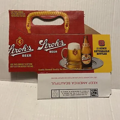 Vintage Stroh’s Beer 6 Pack Cardboard Bottle Carrier New 12 OZ VTG 70s 80s • $18.99