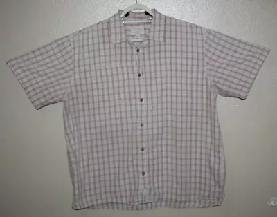 Cabelas CoolMax Concealed Zip Pocket Brown Plaid Casual Men's Shirt 2XL • $13.99