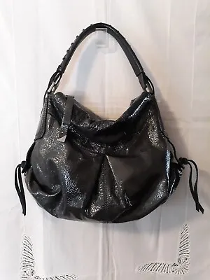 Francesco Biasia Genuine Patent Leather Hobo Style Shoulder Bag Dark Plum EUC • $39