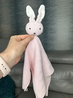 F&F Tesco Baby Pink Knitted Bunny Rabbit Comforter Blanket Soft Toy Blankie • £18