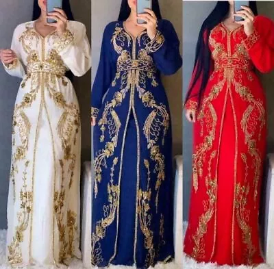 Sale Dubai Moroccan Islamic Kaftan Arabic Fancy Women Gown Dresses Takshita • $56.69