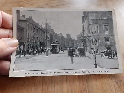 Postcard High Street Colchester Trams Started Running 1904 • £4