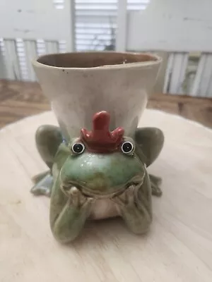 Vintage Majolica Pottery Frog Planter • $18