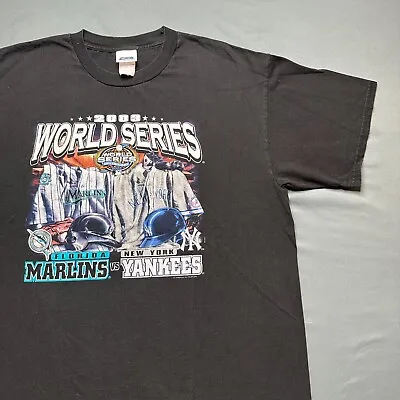 Vintage New York Yankees Shirt Mens XL Black 2003 World Series Florida Marlins • $19.99