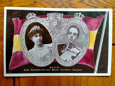 Rotary Postcard King Alphonso XIII & Queen Victoria Eugenie Of Spain Posted 1907 • £5