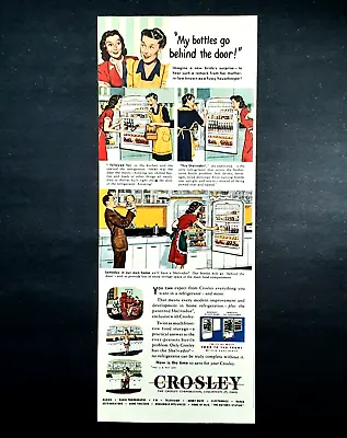 Crosley Shelvador Refrigerator Ad Vintage 1945 Housewife Original Advertisement • $14.93