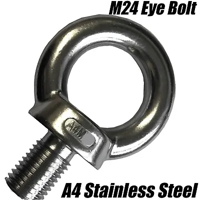 M24 A4 316 Marine Grade Stainless Steel Lifting Eye Bolts Heavy Duty Ring Hook • £33.99