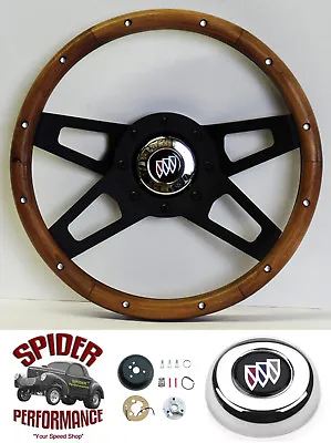 1969-1989 Buick Steering Wheel 13 1/2  WALNUT WOOD 4 SPOKE Black • $209.95