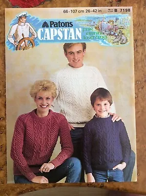 Mens Knitting Patterns.jumpers.size 26-42 Inch Chest.women/children.cable Patt • £1