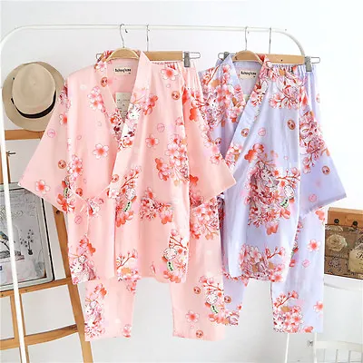 Chinese Japanese Cats & Blossom Ladies Kimono Pyjamas Pajamas Set Ladpj124125 • £16.99
