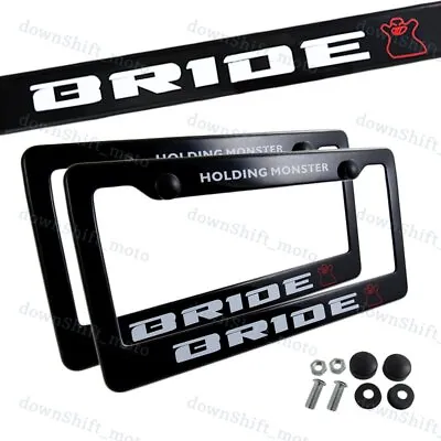 2pc JDM BRIDE Black ABS License Plate Frame With Caps For Honda Civic CRV Acura • $11.75