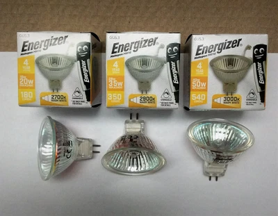 £9.95 • Buy Energizer Halogen MR16 20w , 35w , 50w Dimmable 2 Pin Warm White Lamps / Bulbs