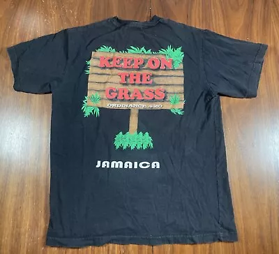 Vintage Nature’s Medicine Marijuana Jamaica T Shirt Sz M 420 Ganja Weed 90s Y2K • $19.99