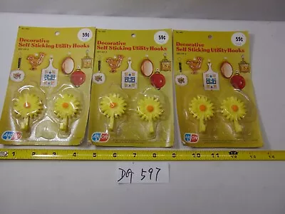 Vintage Arjon Yellow Daisy Utility Hooks Wall Hanging Lot Of 6 1970's Nos New • $13.99