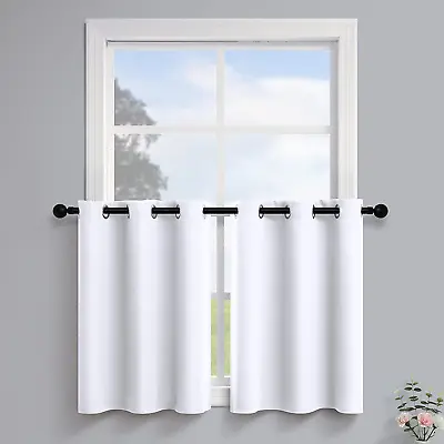 Pure White Short RV Curtains For Camper Kitchen Room Darkening Grommet Top • $40.99