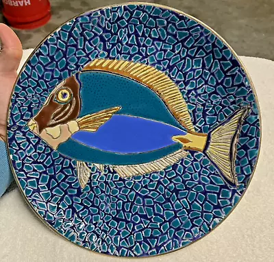 Vtg Toyo Trading Jena Hall 10  Tropical Fish Plate 3D Mosaic Decorative Enameled • $17