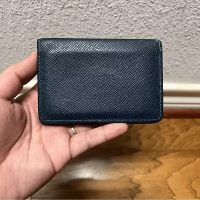 Louis Vuitton Mens Blue Navy Taurillion Leather Pocket Organizer Card Holder • $132