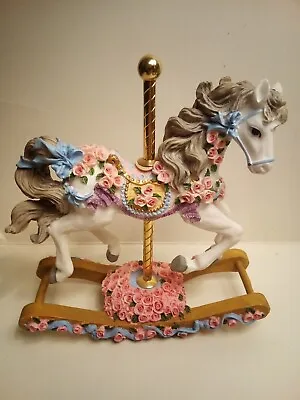 Vintage Brass & Porcelain ROCKING CAROUSEL HORSE Collectible Colorful 6  X 5 L • $8