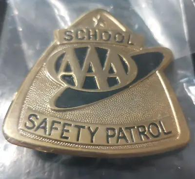 Vintage Brand New AAA School Safety Patrol Gold Black Metal Badge Pin • $10