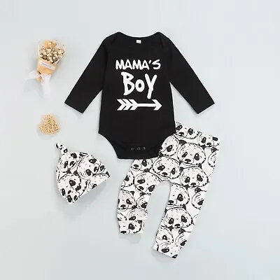 Conjunto De Niño Con Mameluco Y Pantalones Con Estampado De Panda • $19.95