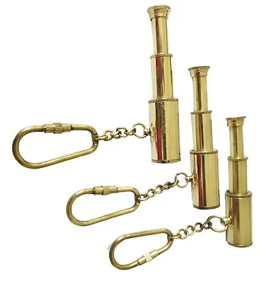 Brass Telescope Keychain Marine Spyglass Key Chain Key Ring LOT OF 10 PCS • $41.99