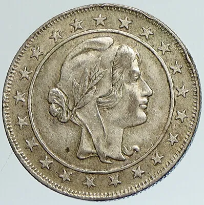 1924 BRAZIL Woman Of Republic Antique Brazilian Silver 2000 Reis Coin I111637 • $133.65