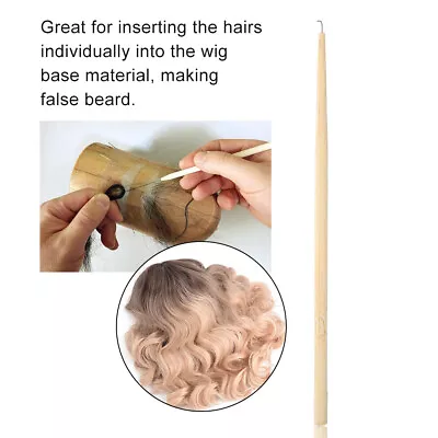 Hooking Hair Ventilating Needle With Wood Handle Lace Wig False Beard Making HMO • $7.49