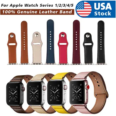 $19.67 • Buy 40/44mm Genuine Leather Apple Watch Band Strap For IWatch Series 5 4 3 2 38/42mm