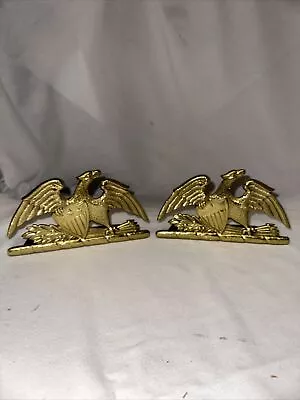 Vintage Set Of Two VA Metal Crafters Book End Spread Eagle Brass 1952 • $27