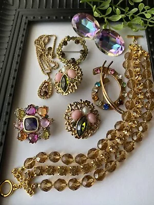 Vintage Unique Stone Jewelry Lot Rhinestone Sarah Coventry • $12