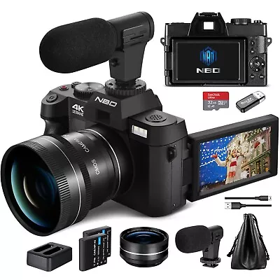 $149.98 • Buy 4K Digital Camera 48MP 16X 3  Flip Screen Vlogging Camera For YouTube Camcorder