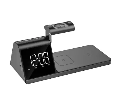 New REWYRE 5 In 1 Alarm Clock With Wireless Charger SY-W0511BLK • $119