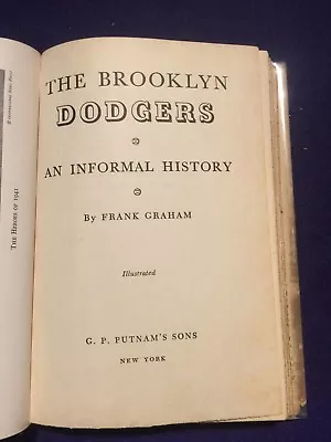 GRAHAM. The BROOKLYN DODGERS: An Informal History.   Putnam 1945 In Dj • $53