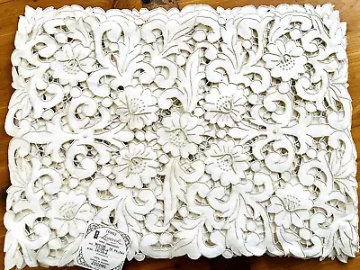 MADEIRA LINEN PLACEMATS Vintage Set Of 8 Dense Flower Pattern NEW WITH THE TAG • $140