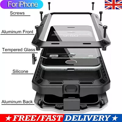 UK Shockproof Heavy Duty Aluminum Armor Metal Case For IPhone 15 14 13 12 11 Pro • £12.29