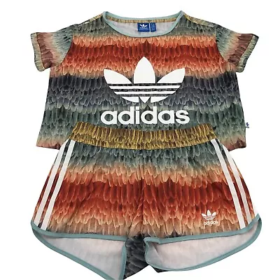 $80.96 • Buy Adidas Originals Women's Menire Cropped Shirt + Shorts Set XS Rare Feather NWOT