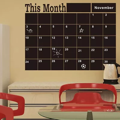 ^60x92 Month Plan Calendar Chalkboard MEMO Blackboard Vinyl Wall Sticker* • $12.96