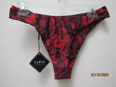 NWT ZAFUL Ladies Red &Black Bikini Bathing Suit Bottoms Swim Size Medium 6 • $14.50