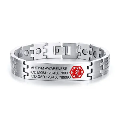 Personalized Medical ID Bracelet Stainless Steel Emergency Health Info For Men • $19.99