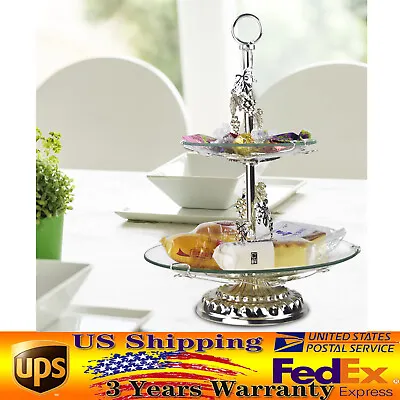 Quality 2Tier Cake Stand Detachable Stylish Decor Rustic Stainless Steel Pillars • $13.30